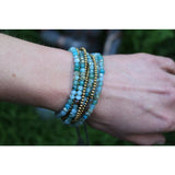 Boho Chic Blue Agate Tassel Wrap - Bracelets