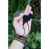 Boho Chic Black Howlite Tassel Wrap - Bracelets